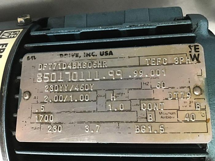 Used SEW EURODRIVE Motor RF43DT71D4BMG05HR #139030