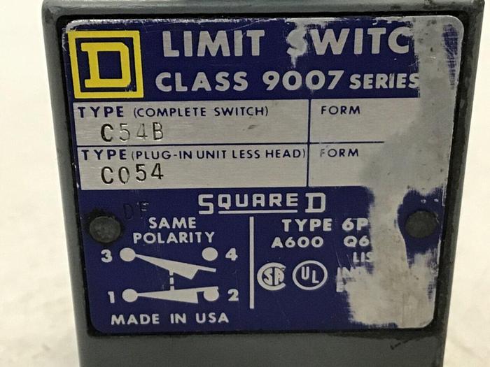 Used SQUARE D Limit Switch 9007-C54B #121682
