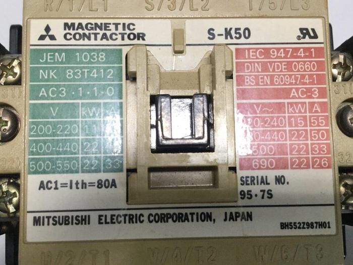 Used MITSUBISHI Magnetic Contactor S-K50 #110631