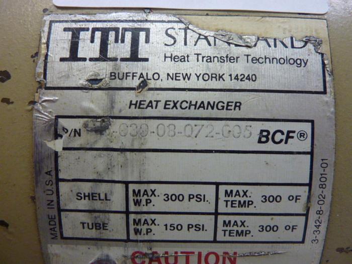 Used ITT STANDARD Heat Exchanger 5-030-08-072-005 Used