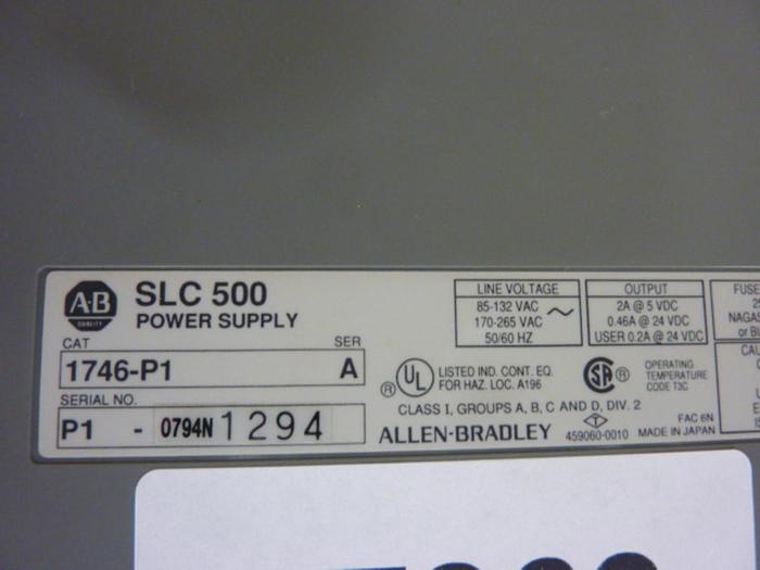 Used ALLEN BRADLEY Power Supply & Slot Rack 1746-P1 SER A / 1746-A10 SER A #59528