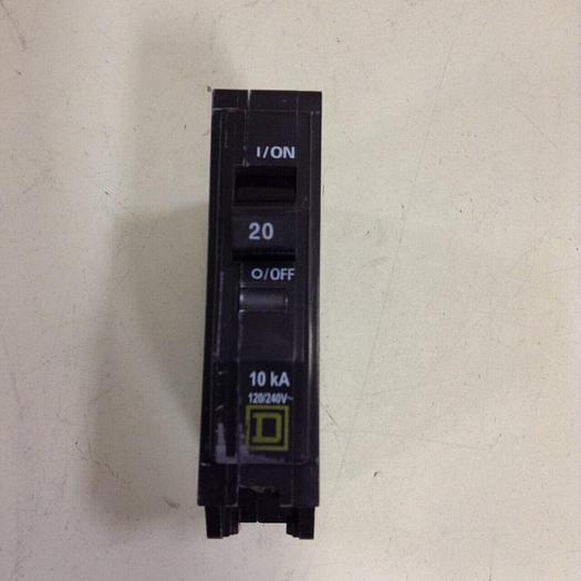 Used SQUARE D 20 Amp Circuit Breaker QOB120 #75226