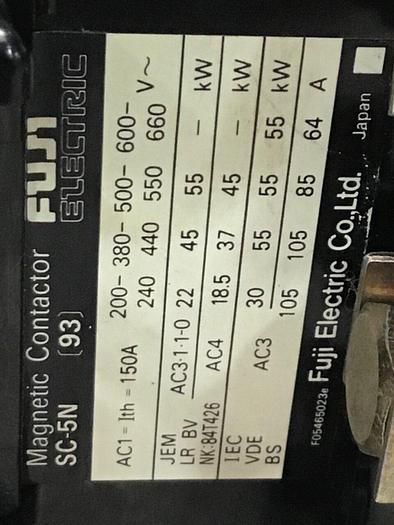 Used FUJI ELECTRIC Contactor SC-5N (93) #143635