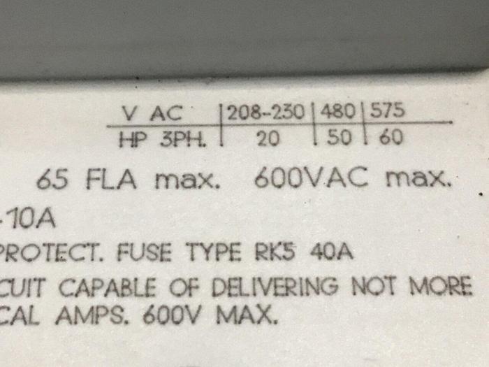 Used SIEMENS Motor Protection Circuit Breaker 3VU1600-0ML00 #129547