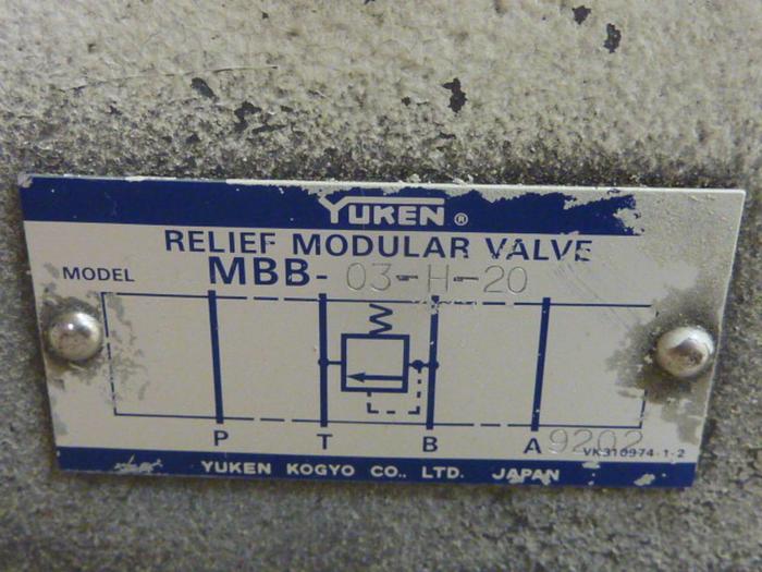 Used YUKEN Relief Module Valve MBB-03-H-20 #64631