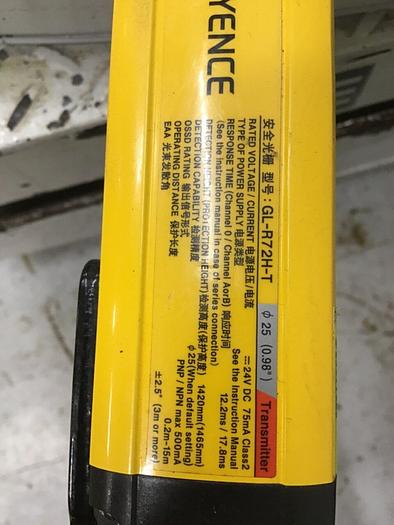 Used KEYENCE CORP Light Curtain GL-R72H-T USED