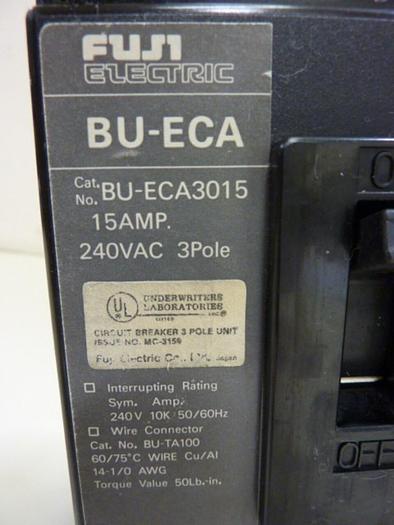 Used FUJI ELECTRIC 15 Amp Circuit Breaker BU-ECA3015 #66140