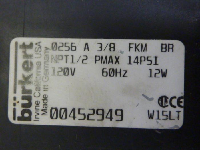 Used BURKERT EASY FLUID CONTROL Solenoid Valve 0256 A3/8 FKM BR #57774
