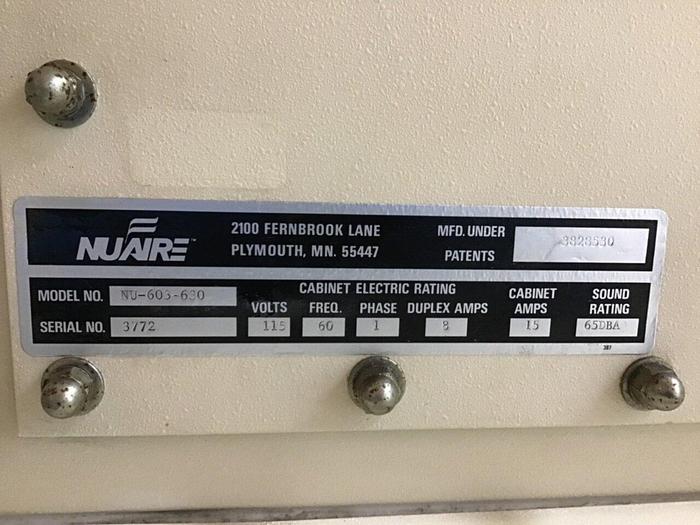 Used NUAIRE Laminar Flow Hood NU-603-630 Used