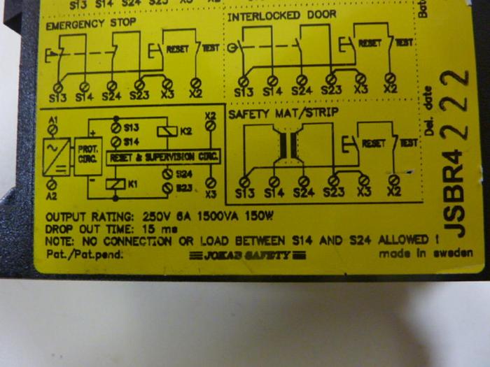 Used JOKAB SAFETY Safety Relay JSBR4 #48821