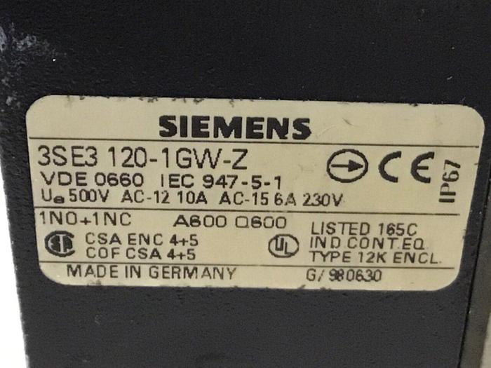 Used SIEMENS Limit Switch3 3SE3 120-1GW-Z #121156