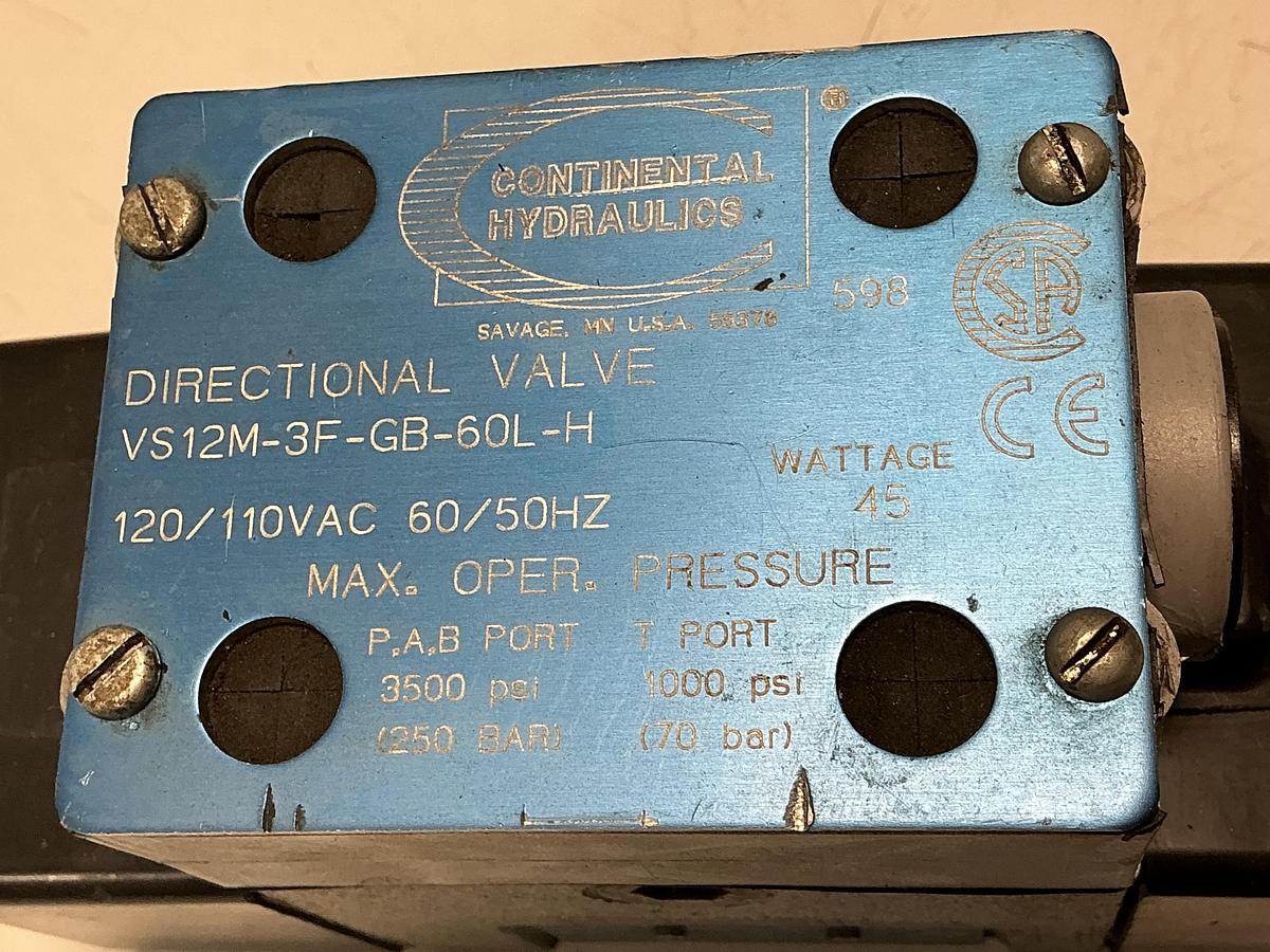 Used CONTINENTAL HYDRAULICS VS12M-3F-GB-60L-H