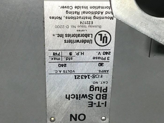 Used ITE SIEMENS BD Bus Disconnect Switch BOS14321 #120400