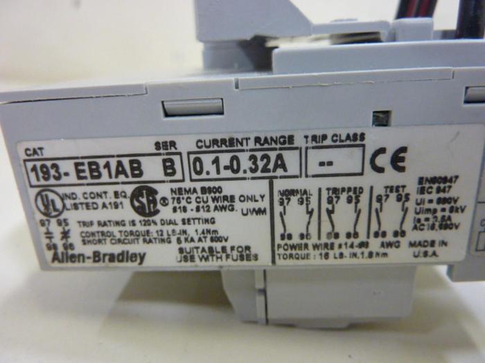 Used ALLEN BRADLEY Overload Relay 193-EB1AB SER B #52437