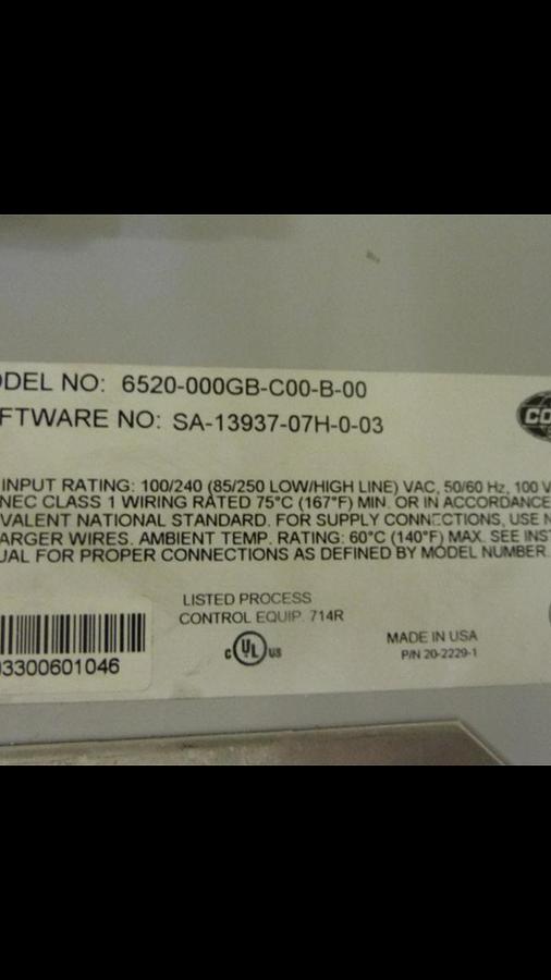 Used BARBER COLMAN System Control Cabinet 6520-000GB-C00-B-00 #42647