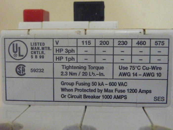 Used GENERAL ELECTRIC / GE Motor Starter CR72AMF #63633