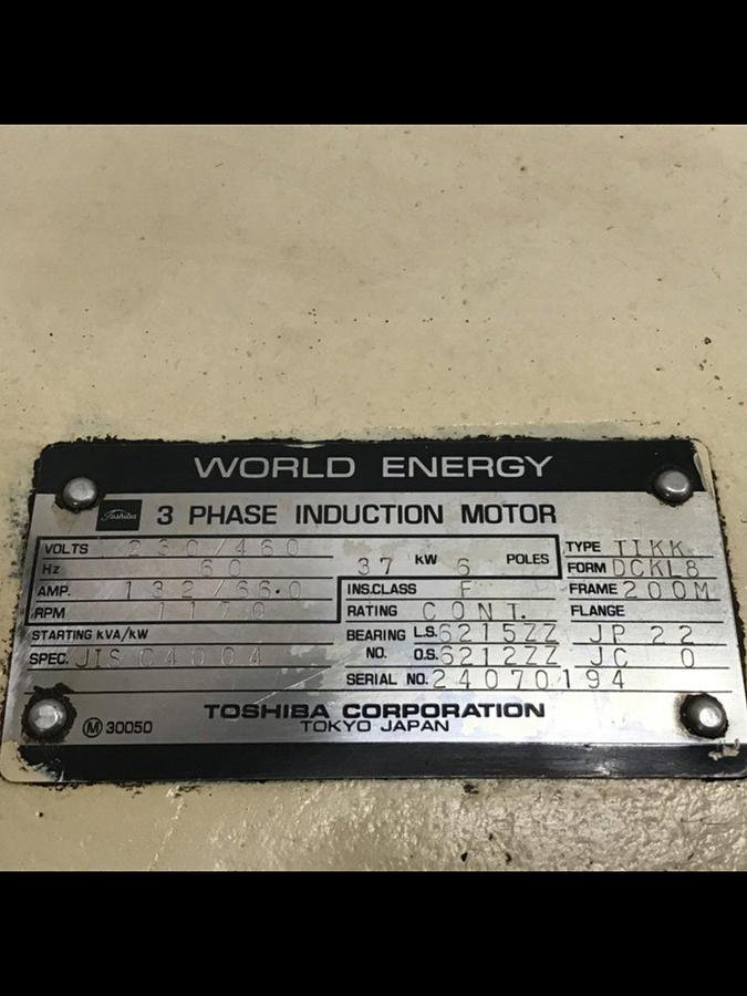 Used TOSHIBA 50 HP Induction Motor JIS C 4004 50 HP #144350
