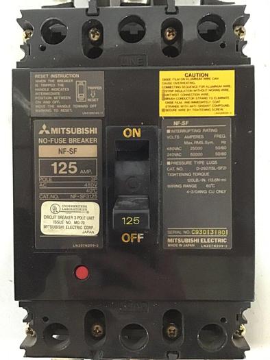 Used MITSUBISHI 125 Amp Circuit Breaker NF-SF3125 #140123