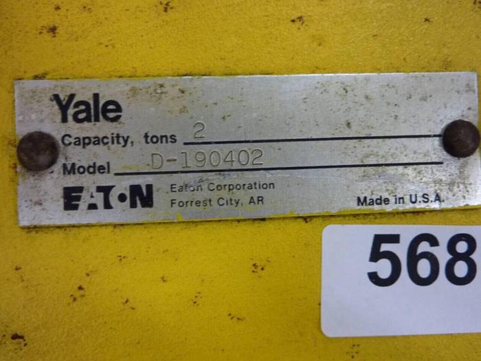 Used YALE HOISTS Trolley Chain Hoist D-190402 #56834