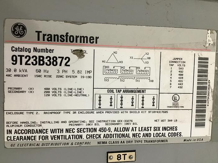 Used GENERAL ELECTRIC 9T23B3872