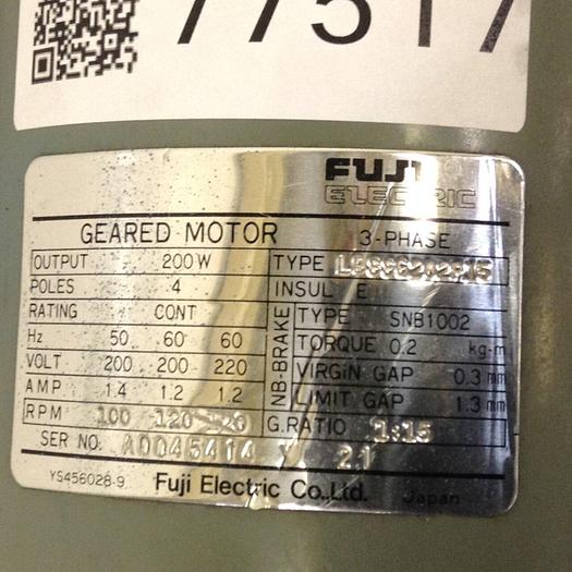 Used FUJI ELECTRIC Gear Motor LBSSG202P15 USED