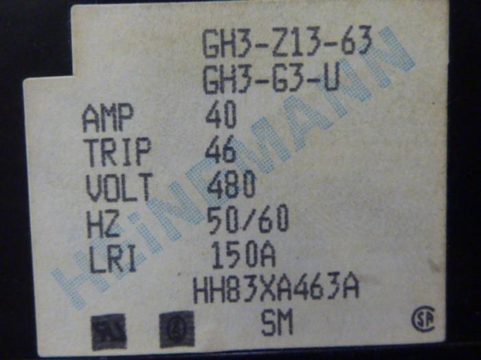 Used HEINEMANN 40 Amp Circuit Breaker GH3-G3-U #60965