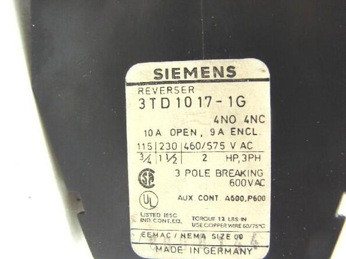 Used SIEMENS Contactor 3TD1017-1G #11897