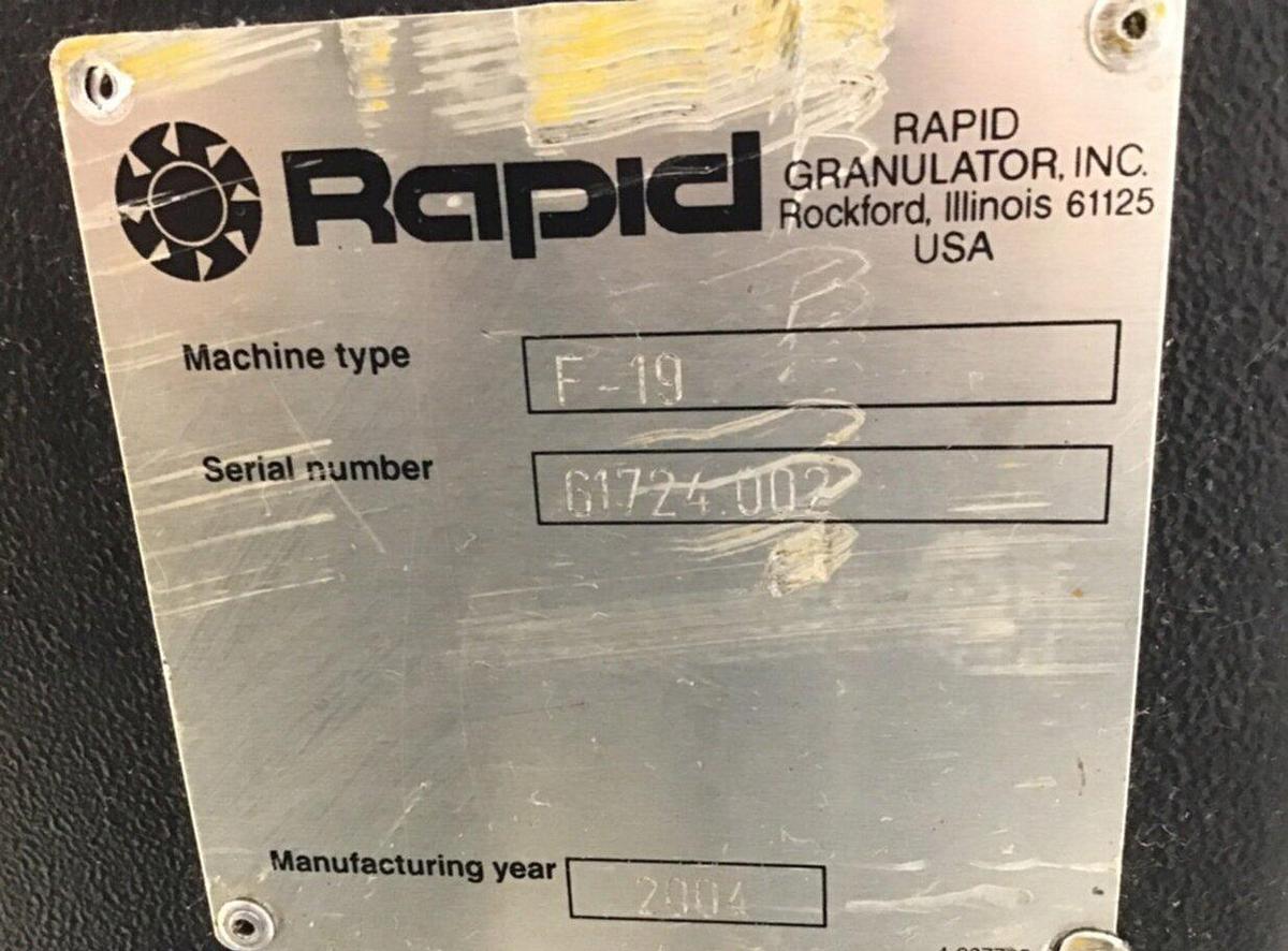 Used RAPID 3 HP Grinder Granulator, F-19, USED 