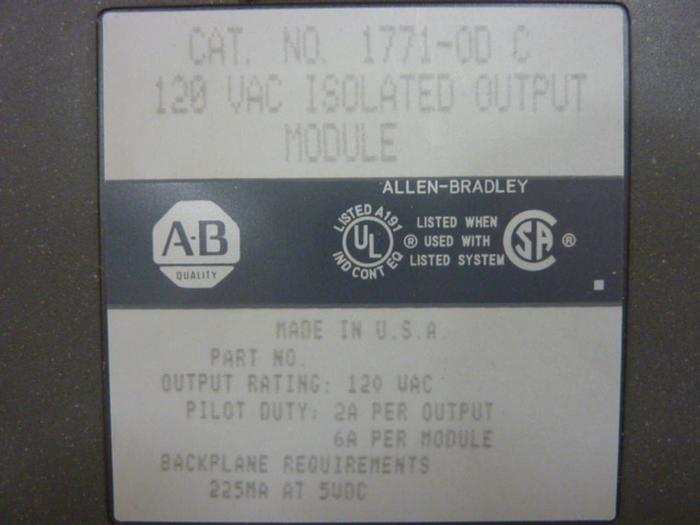 Used ALLEN BRADLEY Output Module 1771-OD SER C #53458