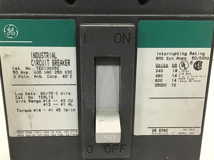 Used GE 50 Amp Circuit Breaker TED136050 #113999