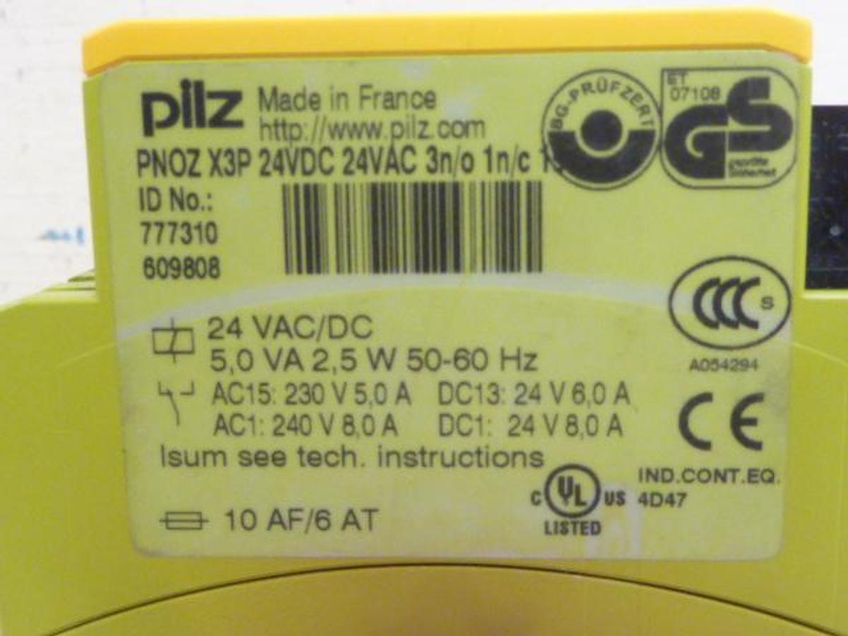 Used PILZ Safety Relay PNOZX3P24VDC24VAC3N/O1N/C1SO USED