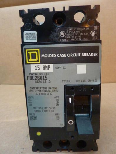 Used SQUARE D 15 Amp Circuit Breaker FAL26015 #32012