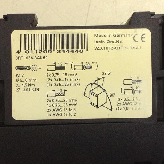 Used SIEMENS Contactor 3RT1 036-3AK60 #86701