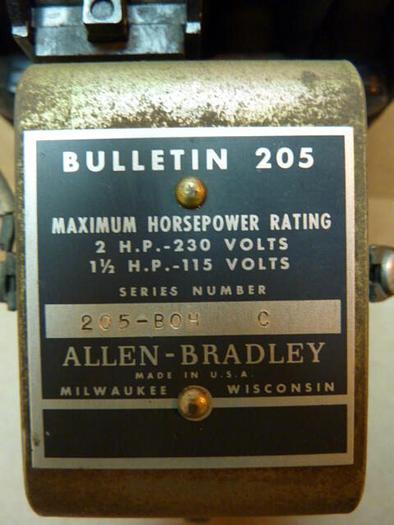 Used ALLEN BRADLEY Motor Control 205-BOH SER C #29508