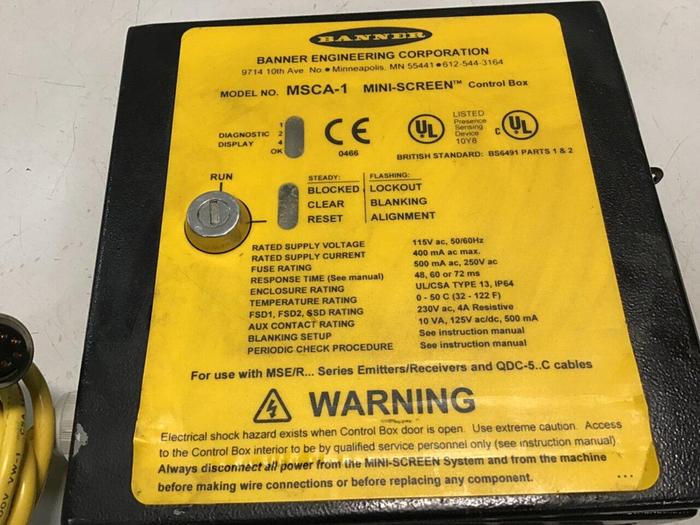 Used BANNER ENGINEERING Light Curtain Control Box MSCA-1 #134004