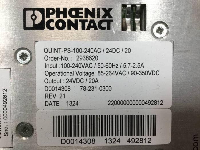 Used PHOENIX CONTACT Power Supply QUINT-PS-100-240AC/24DC/20 Used