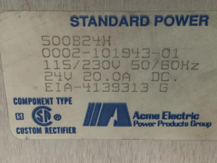 Used ACME ELECTRIC Power Supply 500B24H #110693