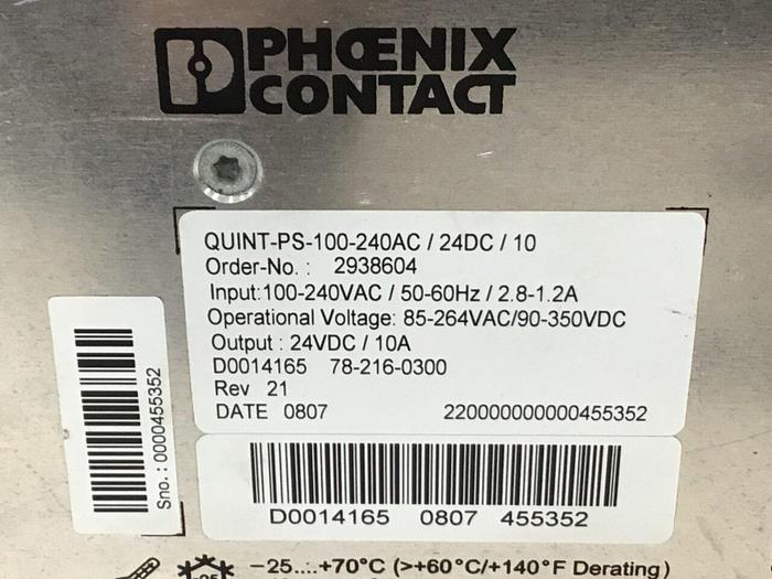 Used PHOENIX CONTACT Power Supply QUINT-PS-100-240AC/24DC/10 Used