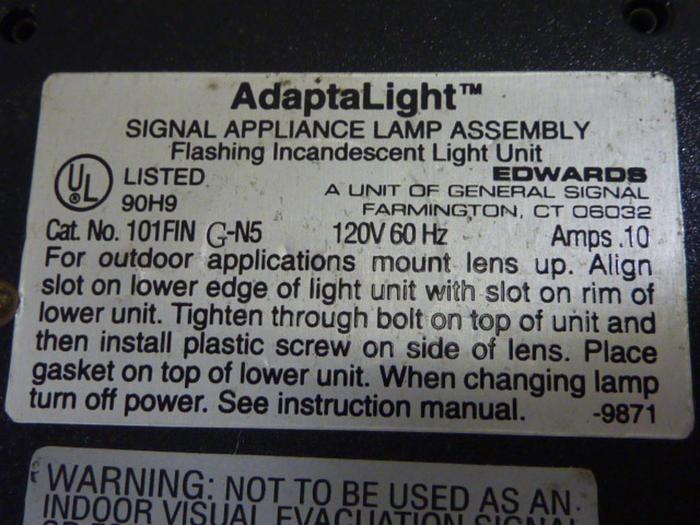 Used EDWARDS Flashing Light Unit 101FING-N5 #52667