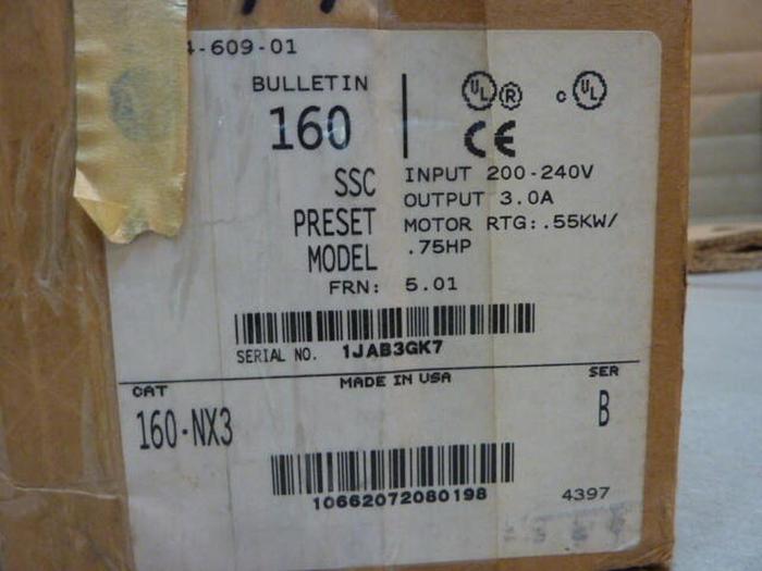 ALLEN BRADLEY Chassis Mount Motor Drive 160-NX3 SER B #28883