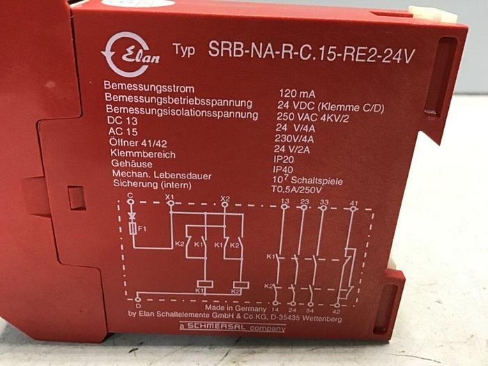 Used ELAN Safety Relay SRB-NA-R-C15-RE-24V #129307