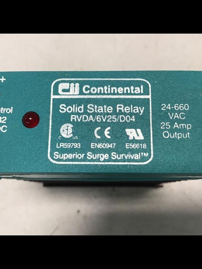 Used CONTINENTAL INDUSTRIES Solid State Relay RVDA/6V25/D04 Used