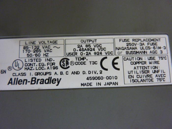 Used ALLEN BRADLEY Power Supply & Slot Rack 1746-P1 SER A / 1746-A10 SER A #51940
