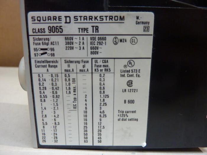 Used SQUARE D Motor Starter 9065-TR1 #35916
