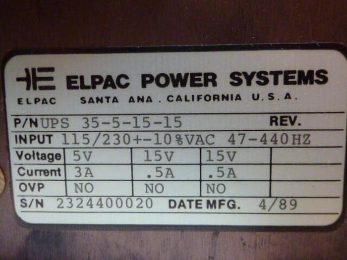 ELPAC Power Supply UPS 35-5-15-15 #30303