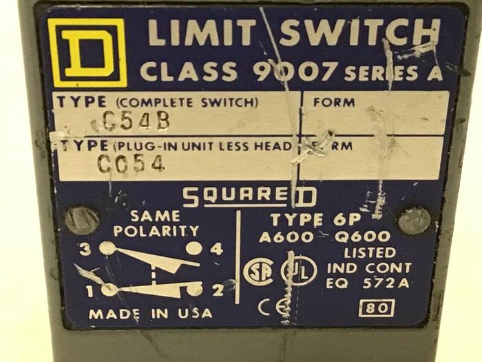 Used SQUARE D Limit Switch 9007-C54B #121686
