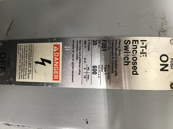 Used SIEMENS 30 Amp ITE Heavy Duty Vacu-Break F-351 #127055