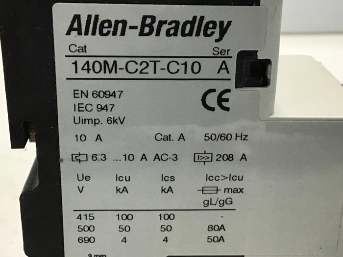 Used ALLEN BRADLEY Circuit Breaker 10 Amp 140M-C2T-C10 SER A #119636