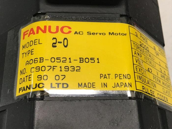 Used FANUC AC Servo Motor A06B-0521-B051 #115996