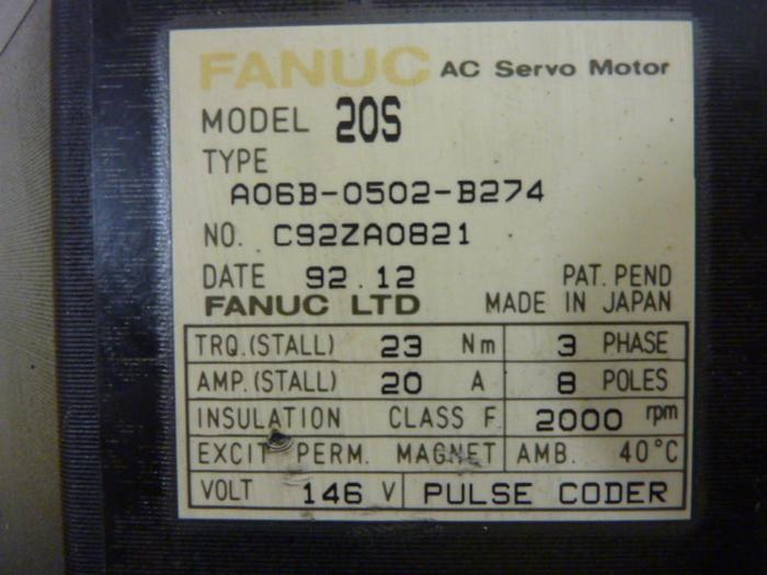 Used FANUC AC Servo Motor A06B-0502-B274 Used